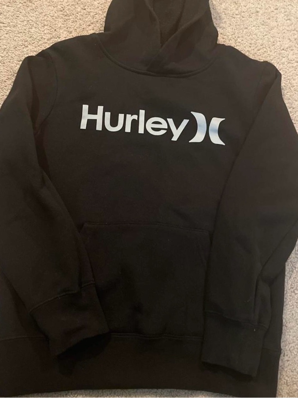 Hurley Black Crewneck Sweatshirt with Silver Logo